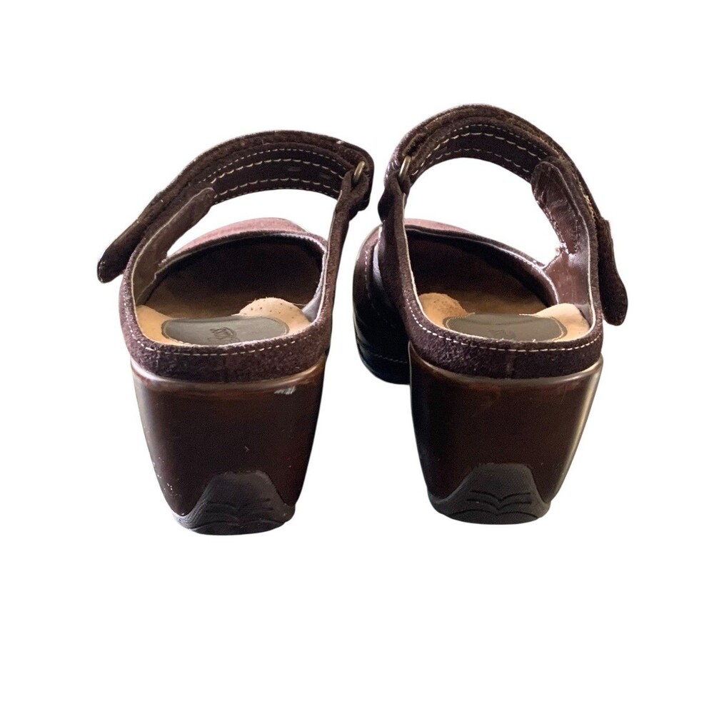 Bass Memphis Clogs  Y2K  Womens 8M  Brown Leather Mary Jane Chunky Heel Mules - Picture 6 of 10